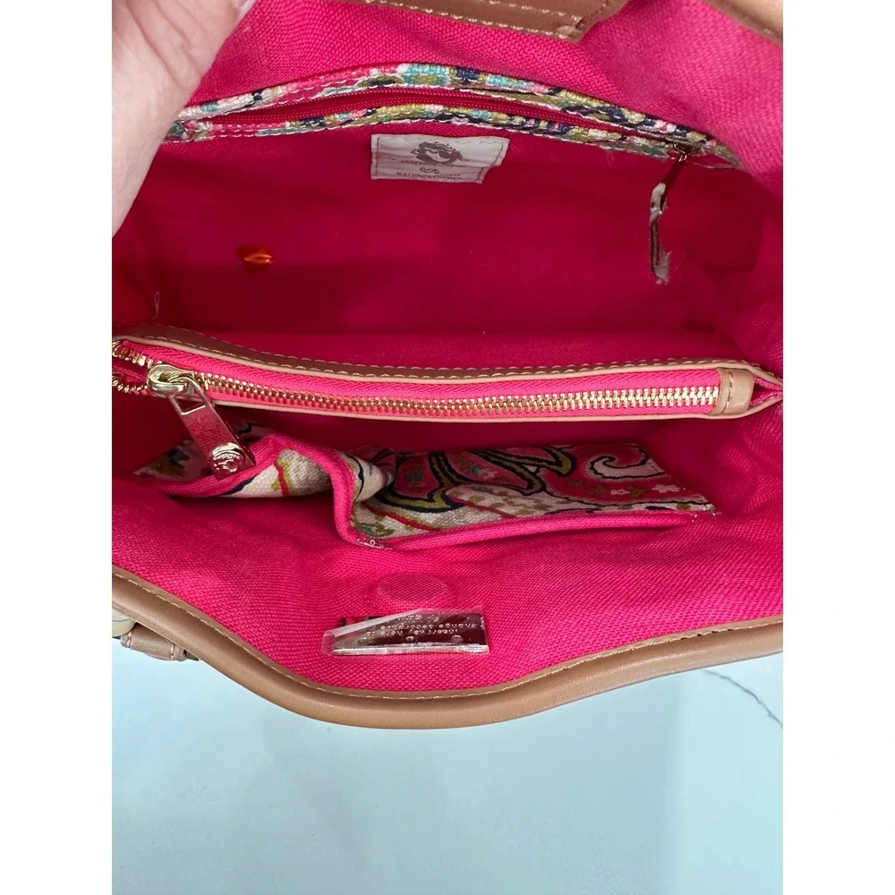 Spartina 449 Daufuskie Island Floral Paisley Linen Leather Satchel Handbag